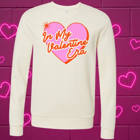 In My Valentine Era Valentine's Day Natural Crewneck Sweatshirt - Picture 1 of 1